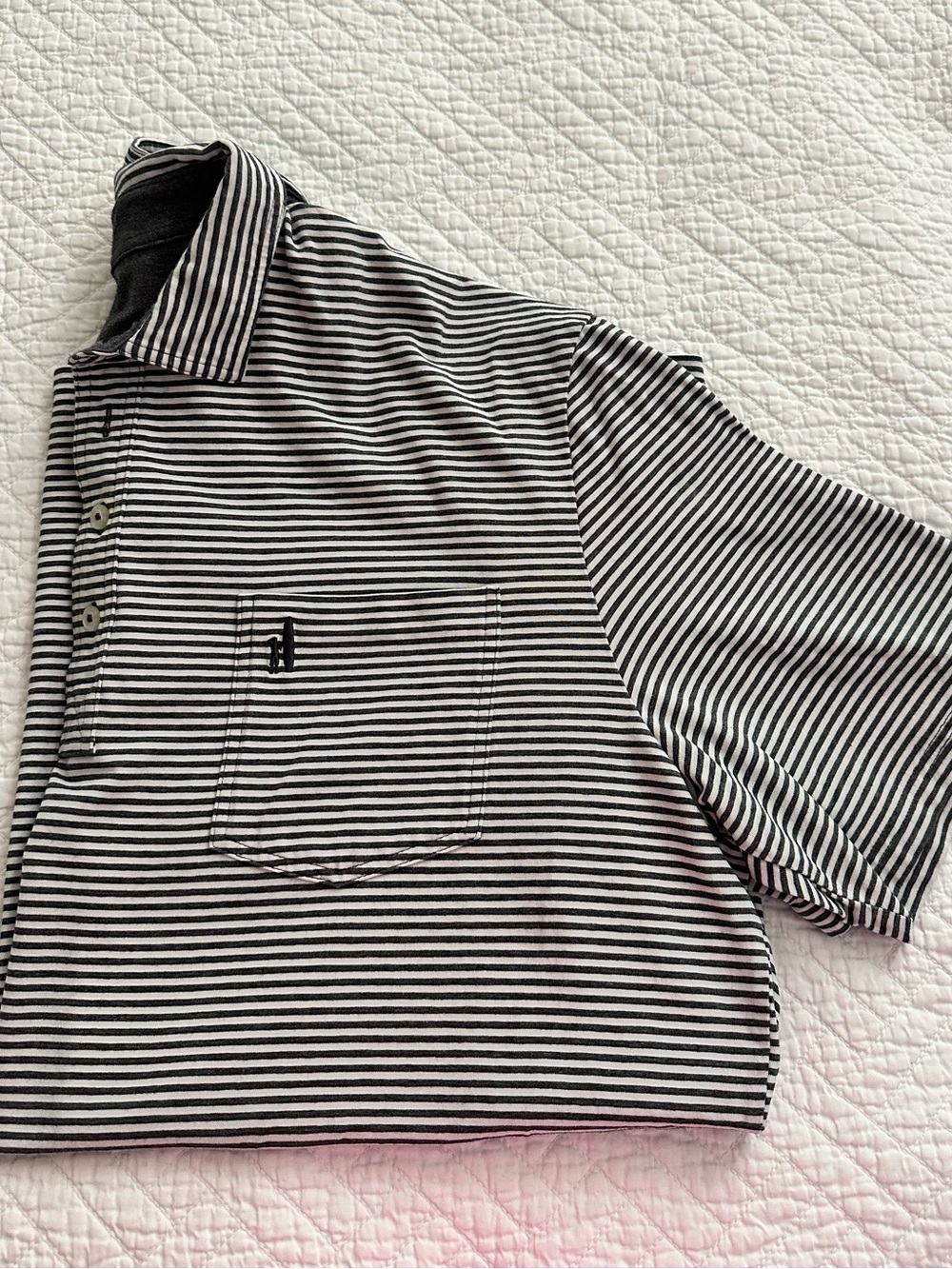 JOHNNIE-O Hangin’ Out Cotton Polo Shirt Gunmetal Striped Size XL Golf Preppy
